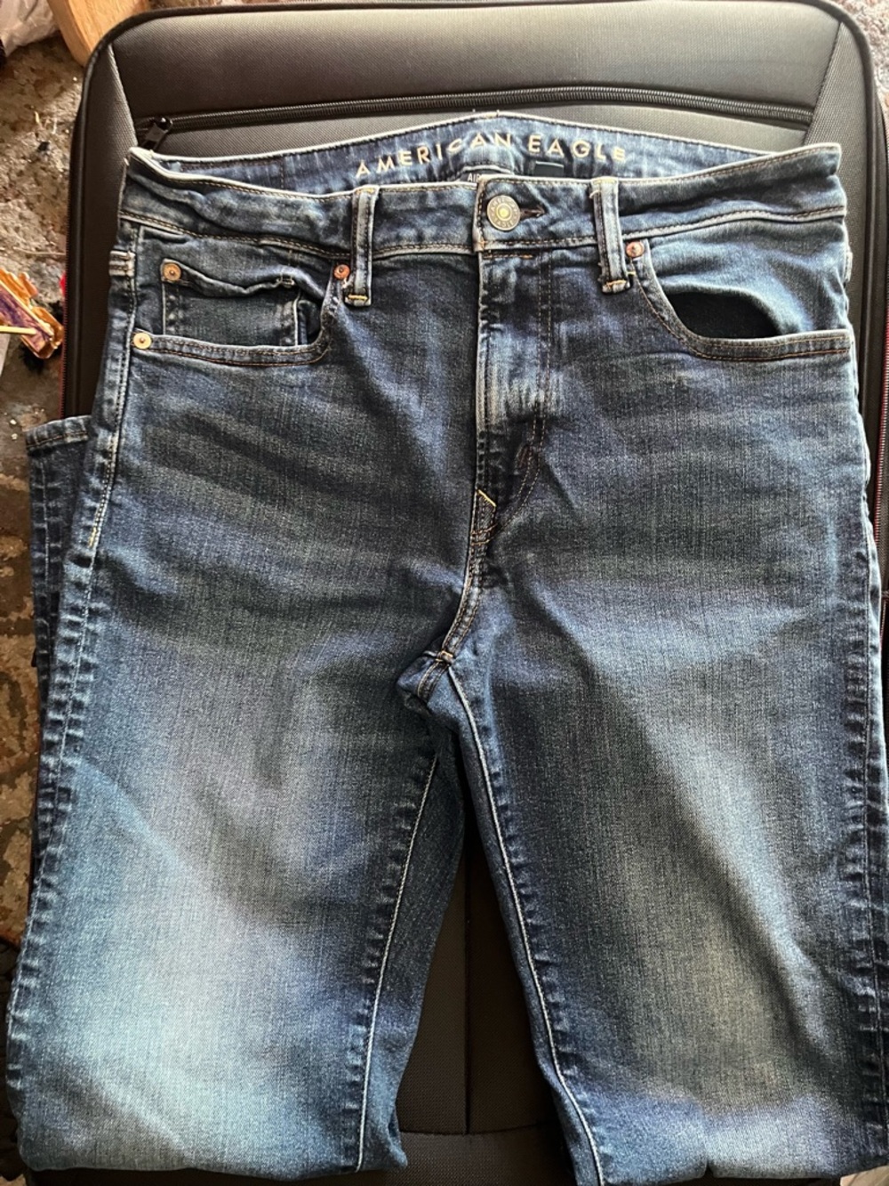American Eagle Outfitters Men's Dark Blue Slim Straight Jeans